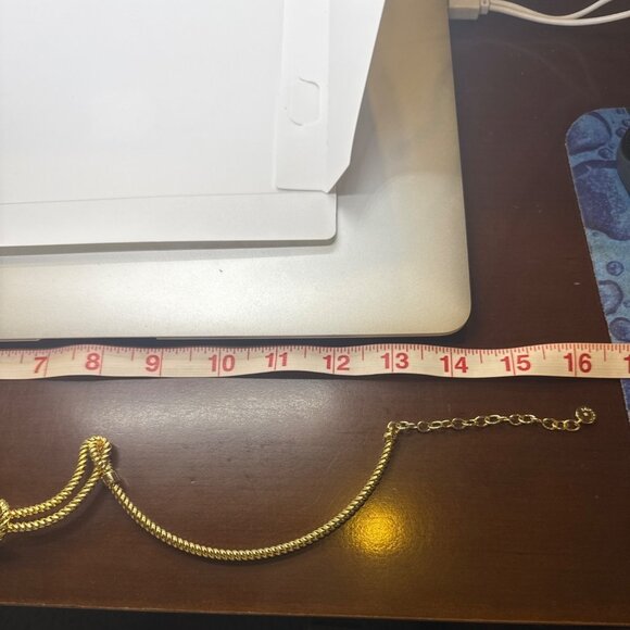 Talbots Love Knot Collar Choker Gold Tone Rope Chain Necklace Double Strand - Picture 8 of 8